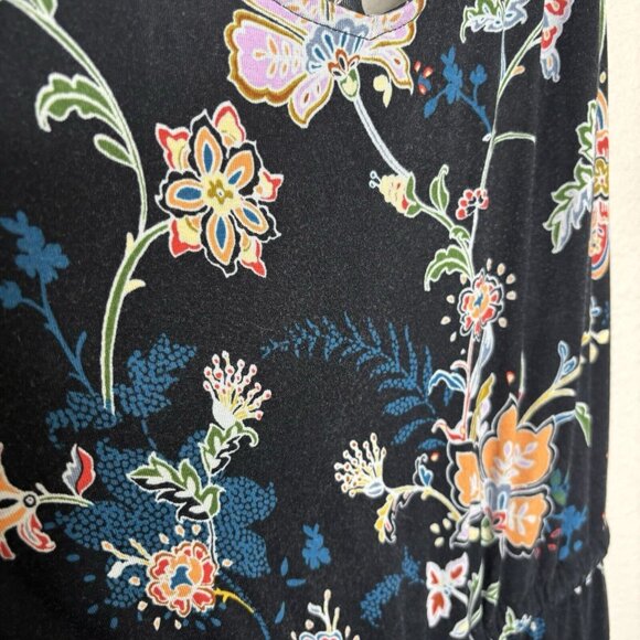 Anthropologie Luka Jumpsuit Small Black Floral Stretchy Jogger Elastic Tie Waist - Picture 13 of 14